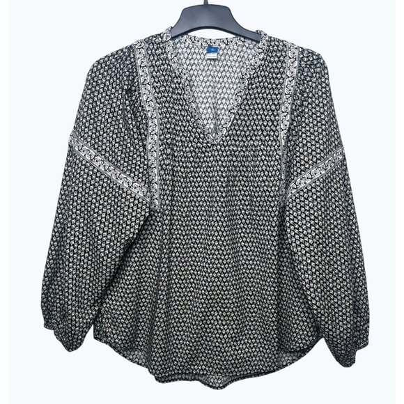 Old Navy Womens Oversize Floral Printed Poet Swing Long-Sleeve Split Neck M Tall - Picture 8 of 13